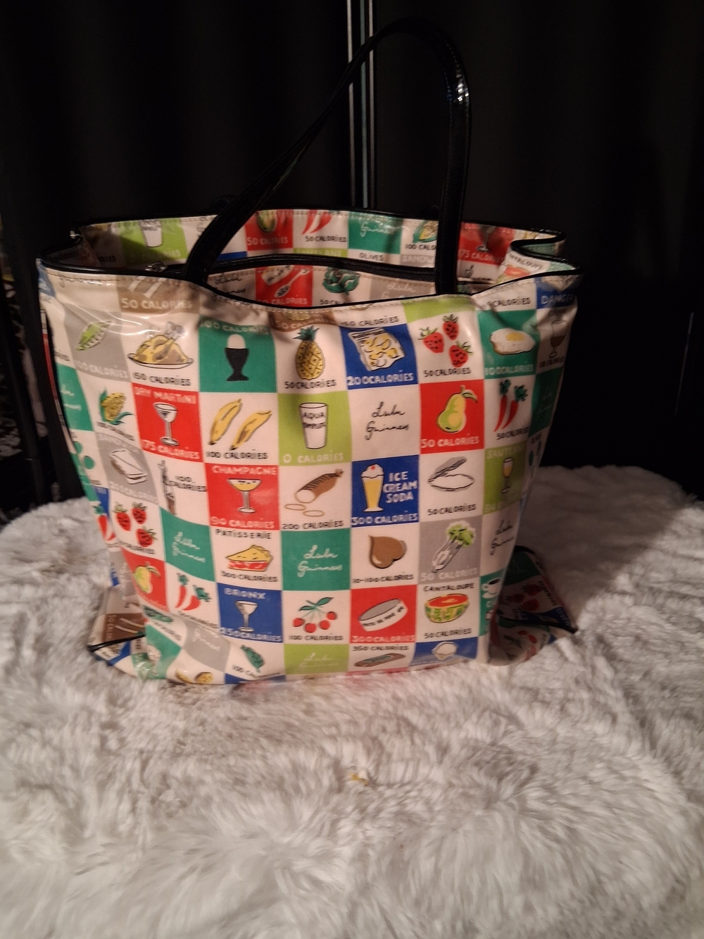Lulu Guinness Multicolor Graphic Print Tote with Black Handles Vintage